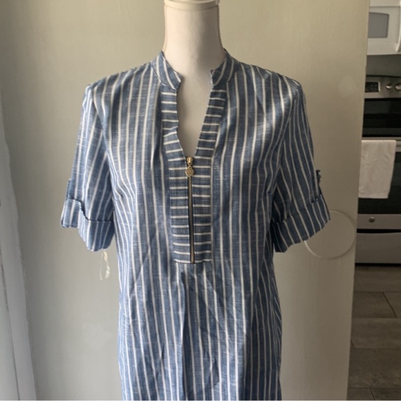 🎉H.P. Anne Klein 1/4 Zip Up Shirt Dress Sz Medium - Picture 2 of 4